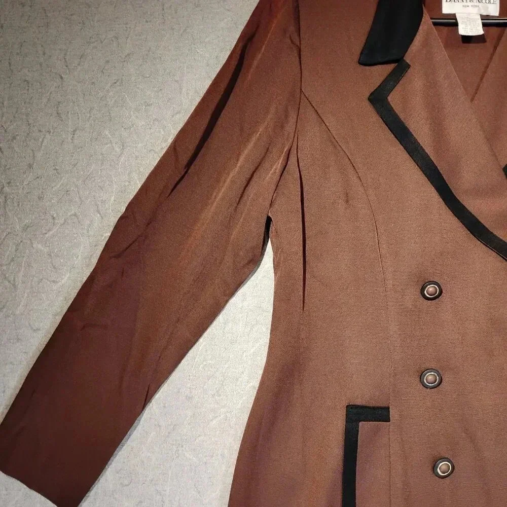 Danny & Nichol New York Women's Brown Double  Breasted Trench Coat Size 14P - Picture 3 of 11
